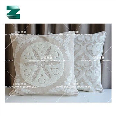 Coussin de broderie carré en tissu de lin polyester